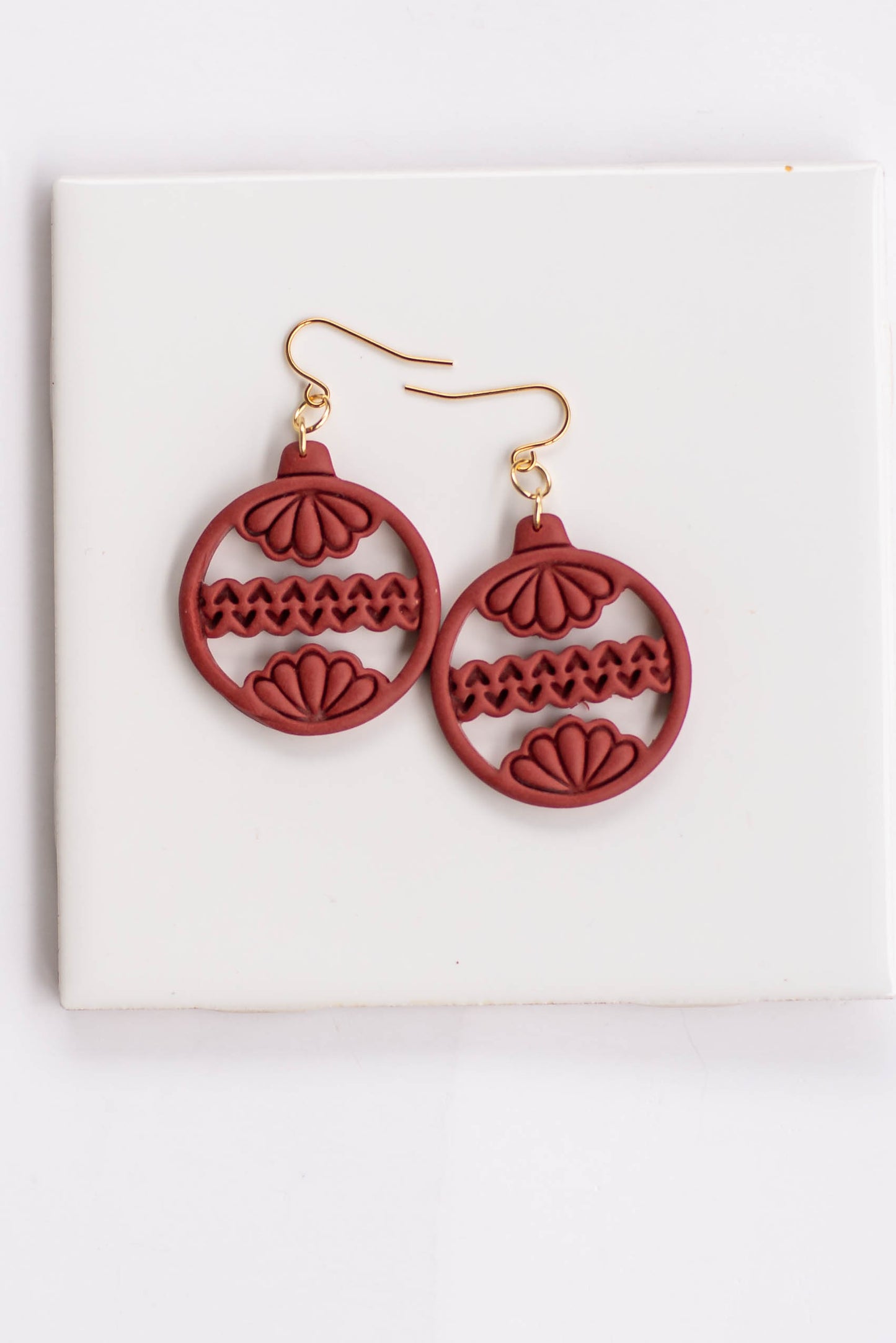 Red Ornament Dangles | 18K Gold