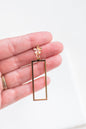 Gold Floral Open Rectangle Earrings