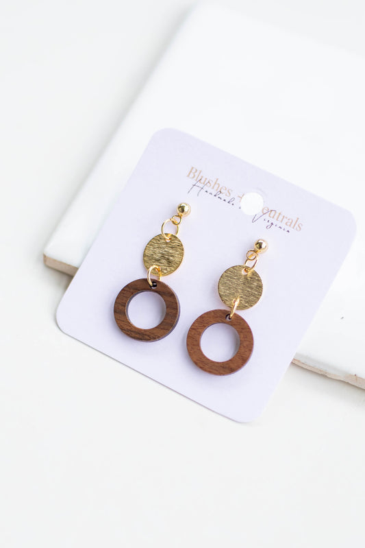Gold and Wood Earrings