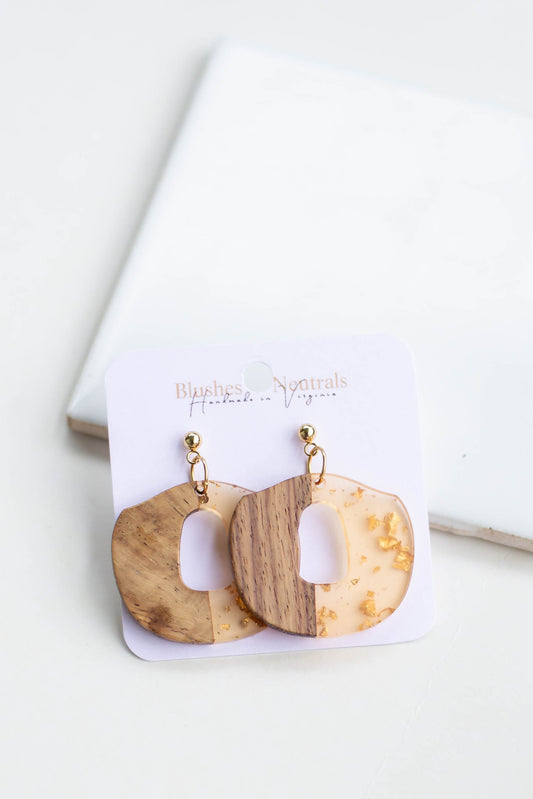 Light Peach and Wood Dangles