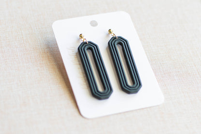 Black Clay Earrings Handmade