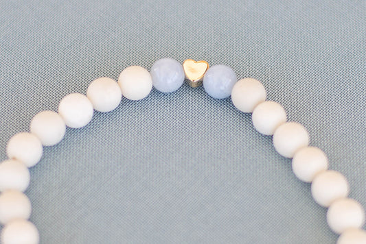 Ivory Jasper Gemstone Bracelet with Gold Filled Heart