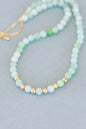 Natural Green Jadeite and Gold Filled Beaded Necklace