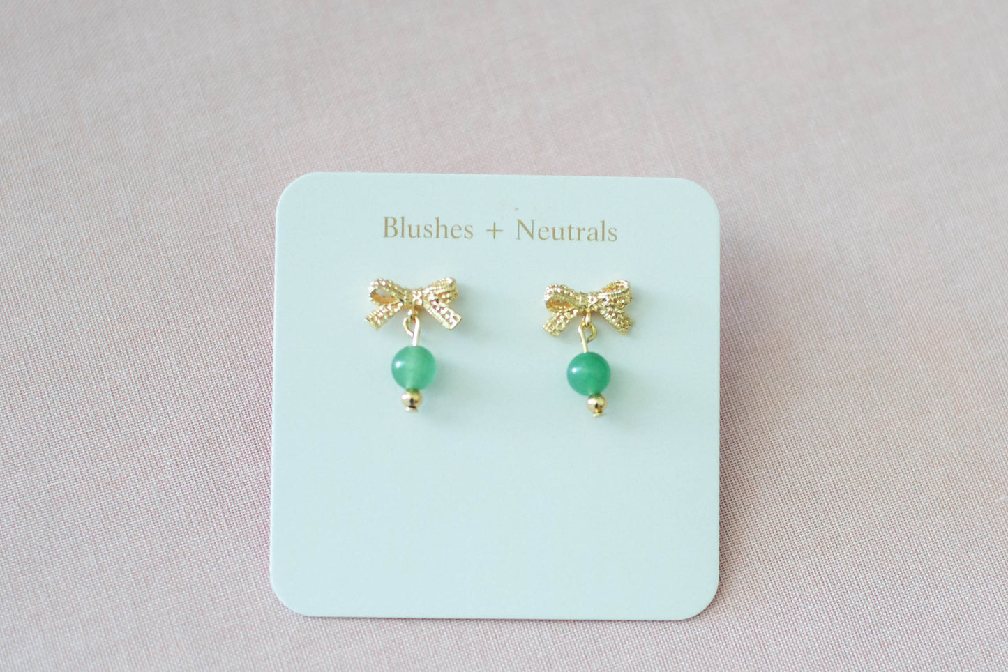 Gold Plated Bow and Gemstone Earrings | Minimalist
