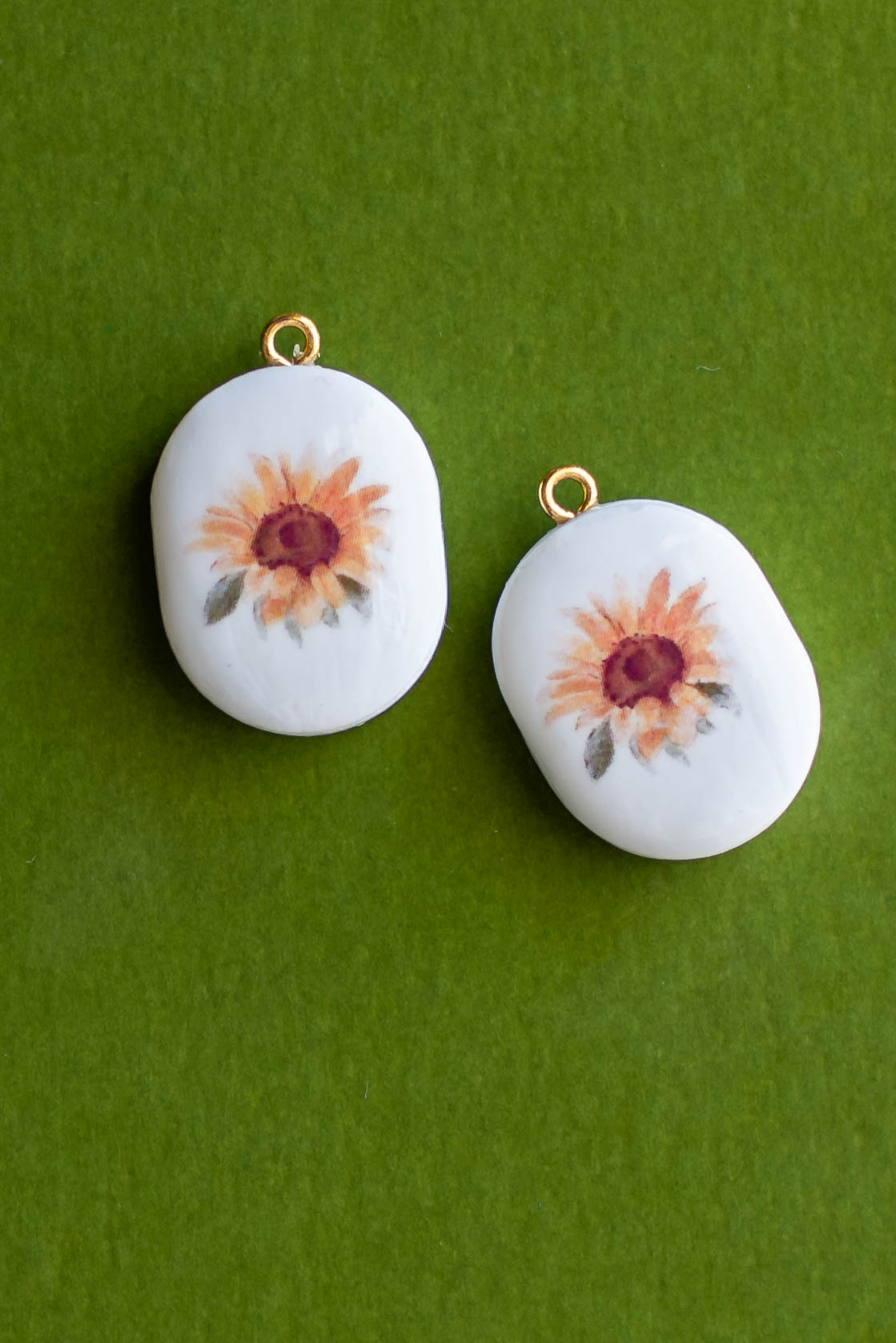 Handmade Polymer Clay Sunflower Charm- 2 PCS