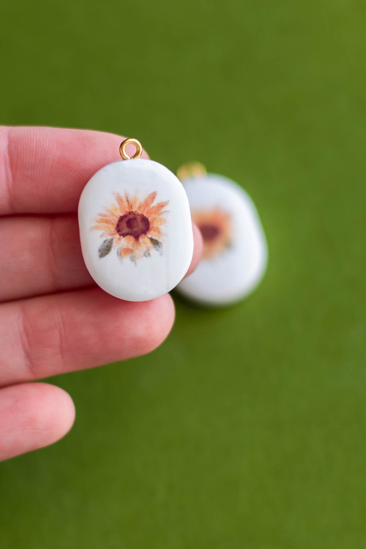 Handmade Polymer Clay Sunflower Charm- 2 PCS