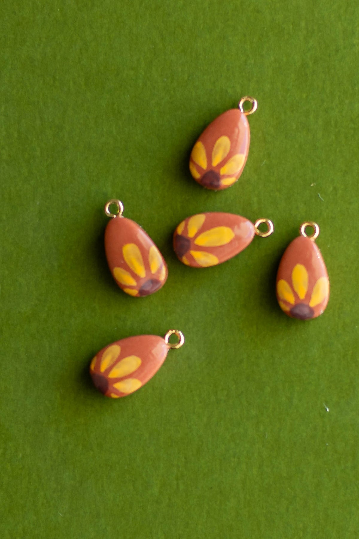 Handmade Polymer Clay Beads with Eye Screw- 5 Pcs.