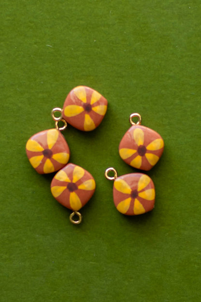 Handmade Polymer Clay Beads with Gold Eye Screw- 5 PCS