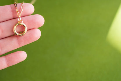 18K Gold Plated PVD Chain Necklace w/ Gold Filled Carabiner