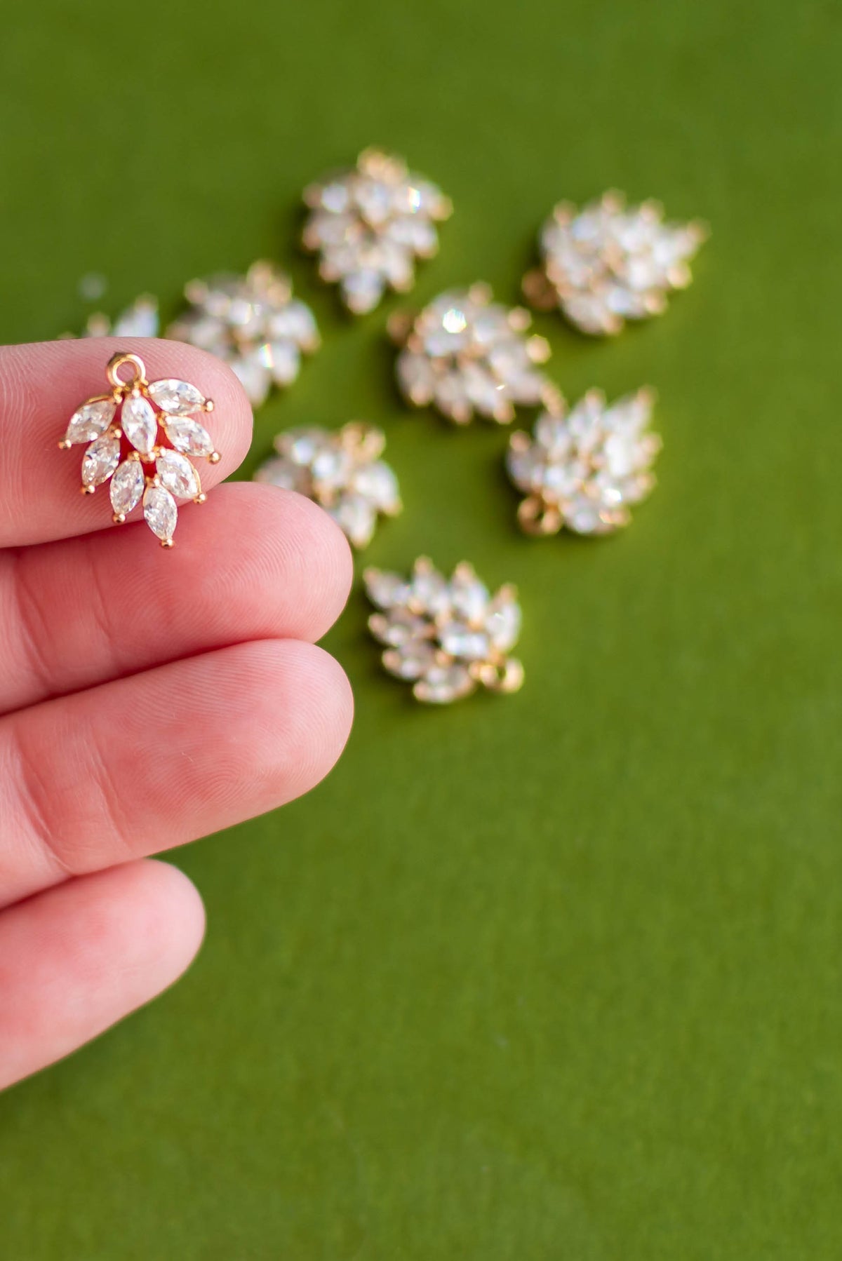 Gold Cubic Zirconia Charms- 9 Pcs.