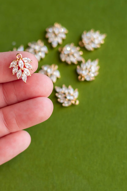 Gold Cubic Zirconia Charms- 9 Pcs.