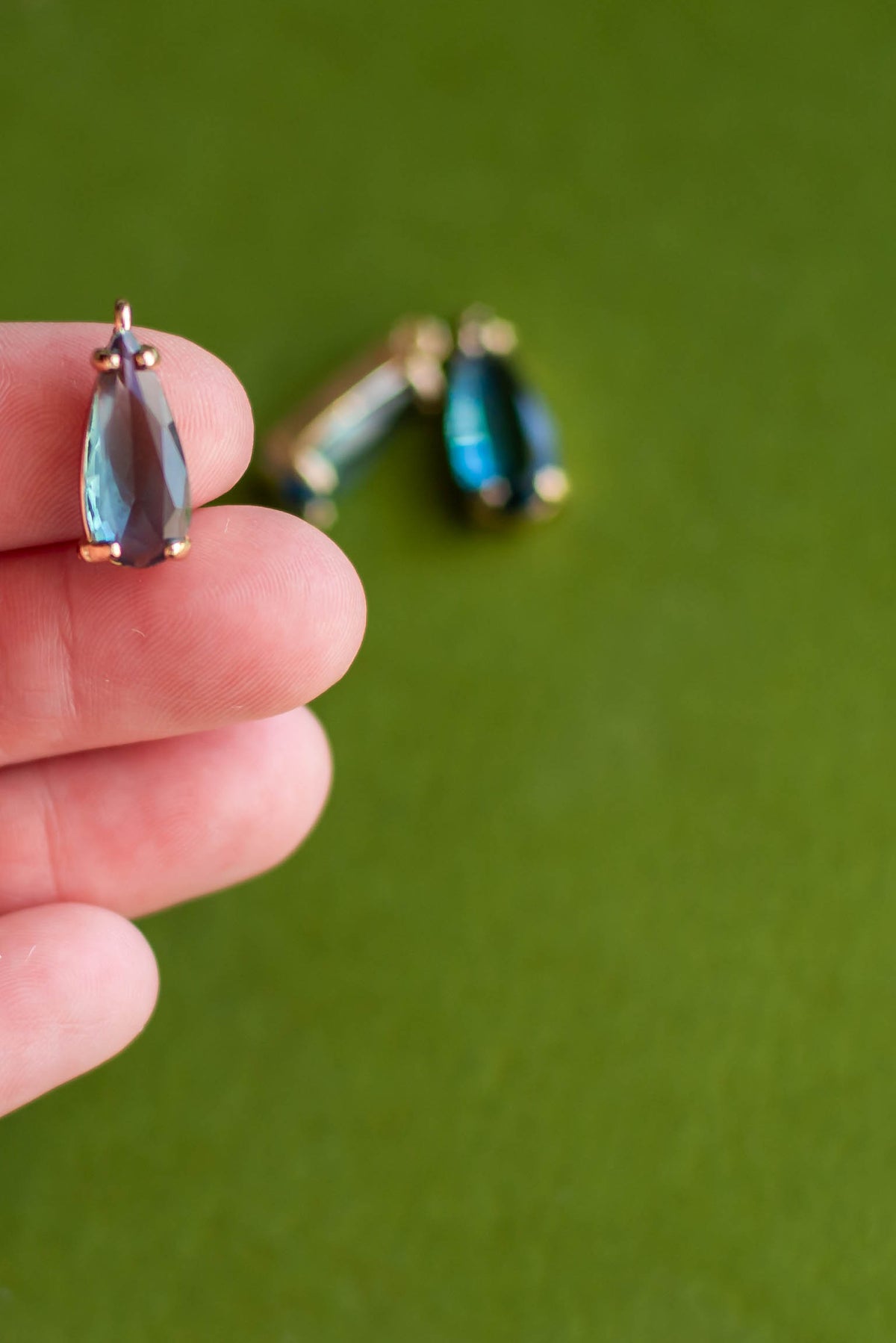 Blueish Green Teardrop Charm- 3 PCS.
