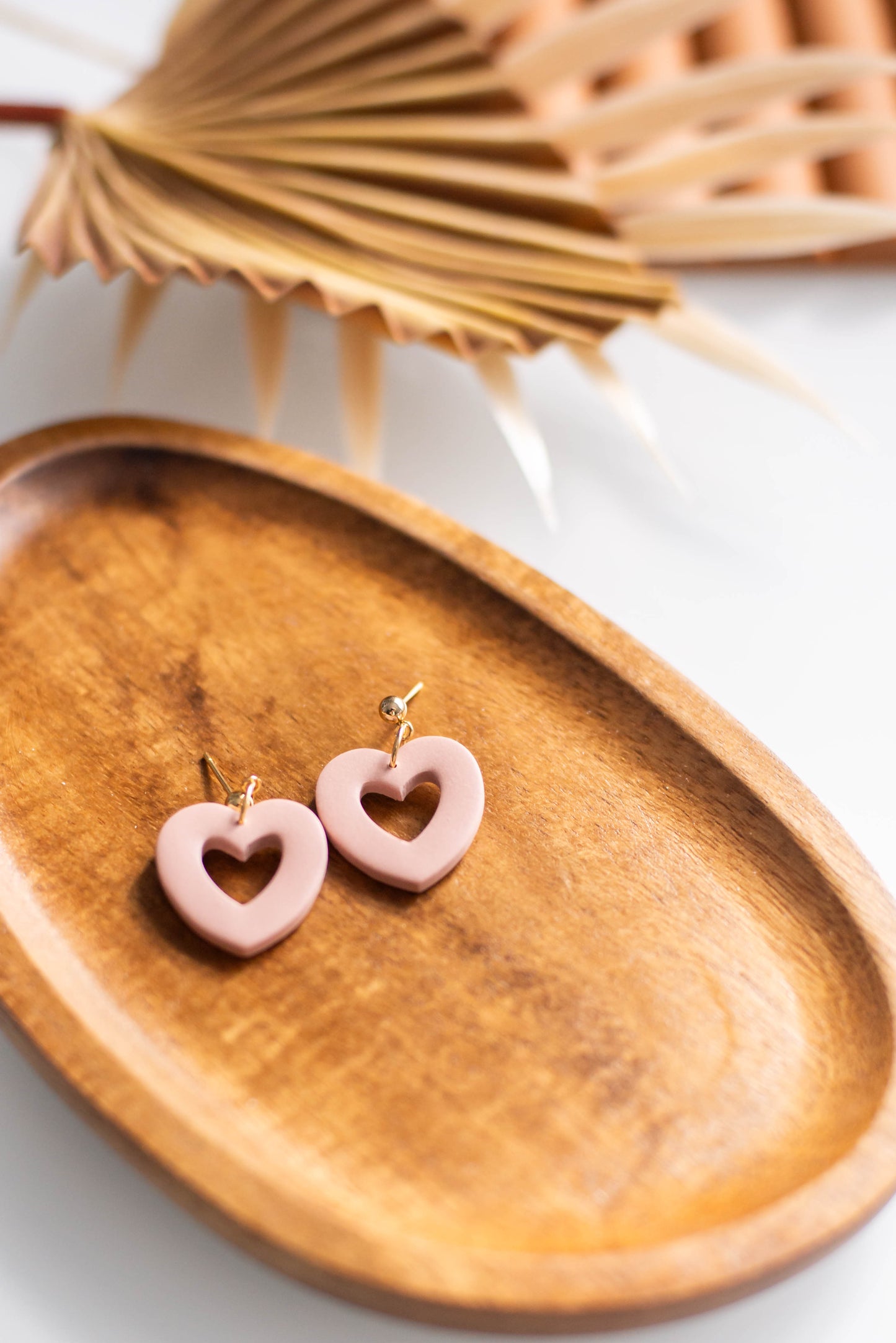 Dusty Pink Heart Earrings