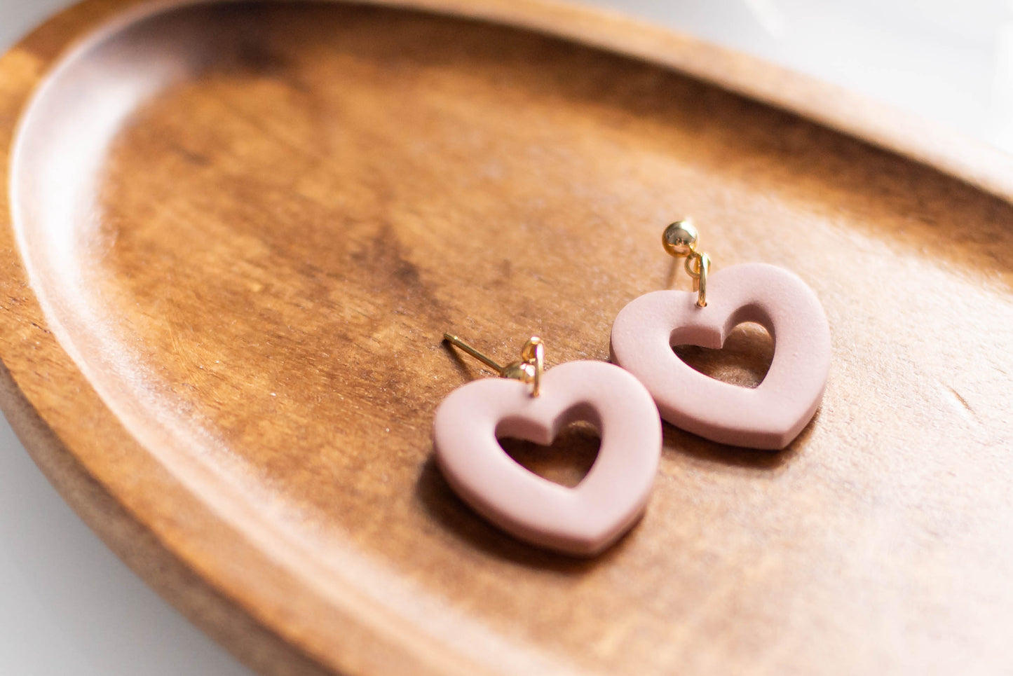 Dusty Pink Heart Earrings