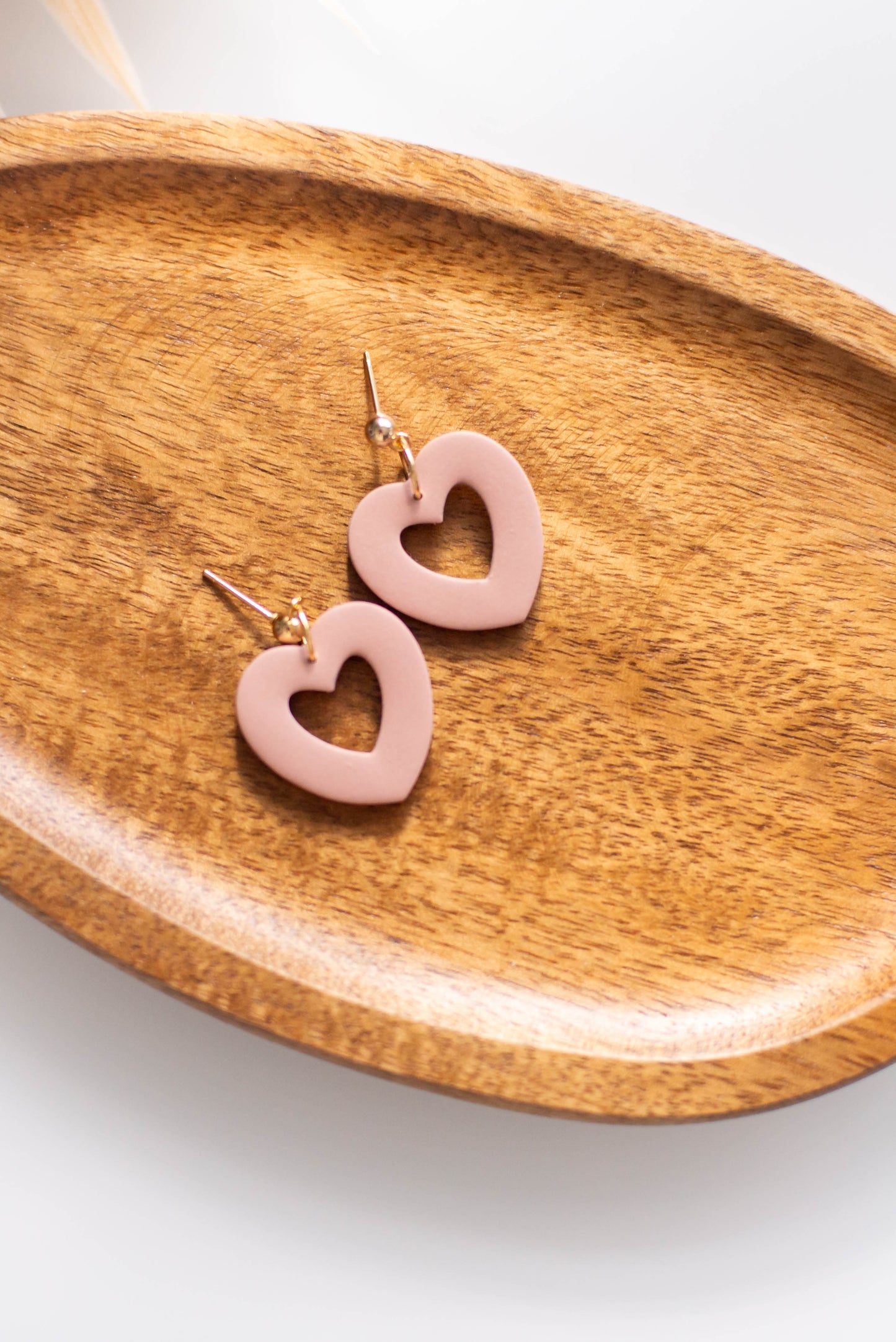 Dusty Pink Heart Earrings