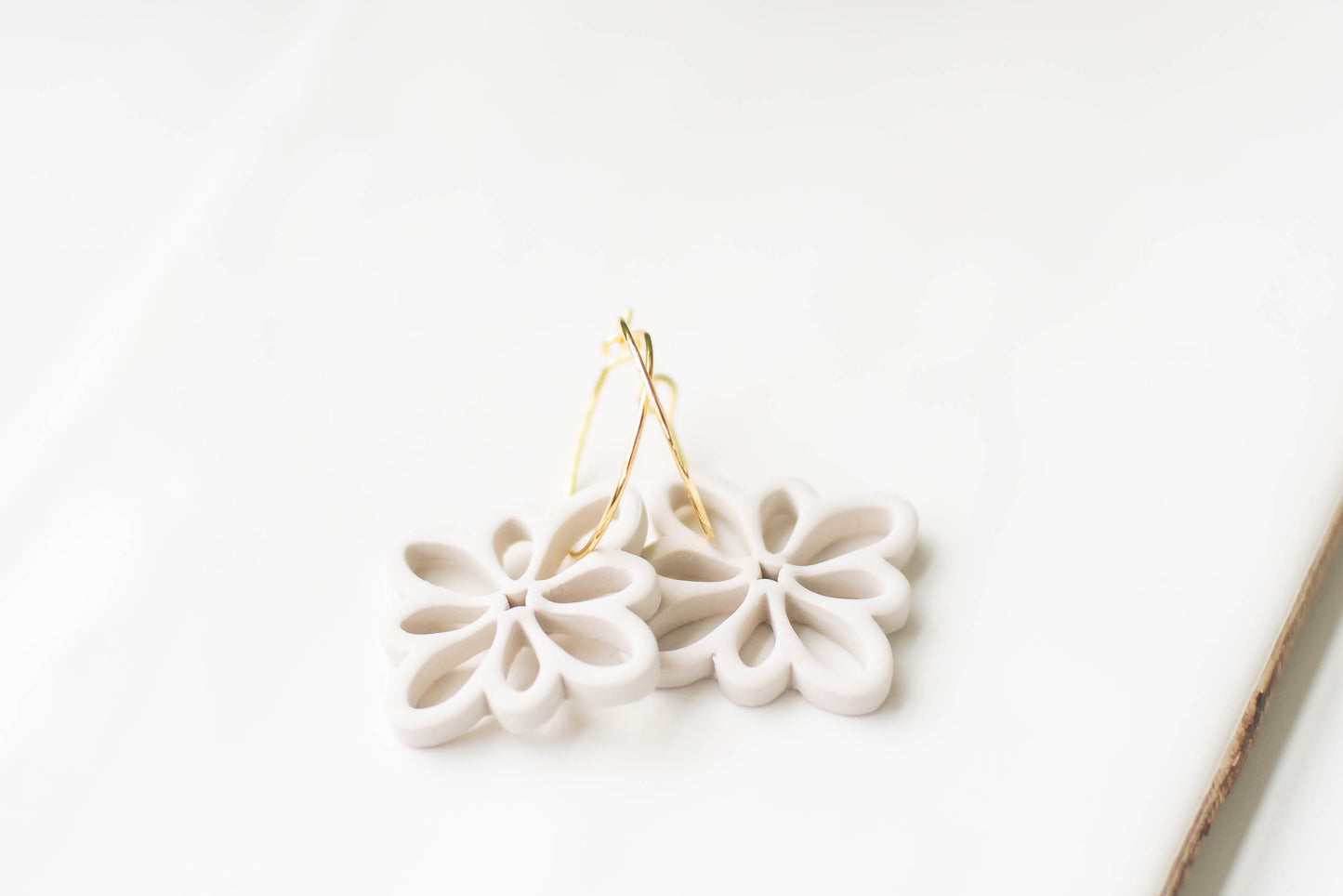 Neutral Floral Hoop Earrings