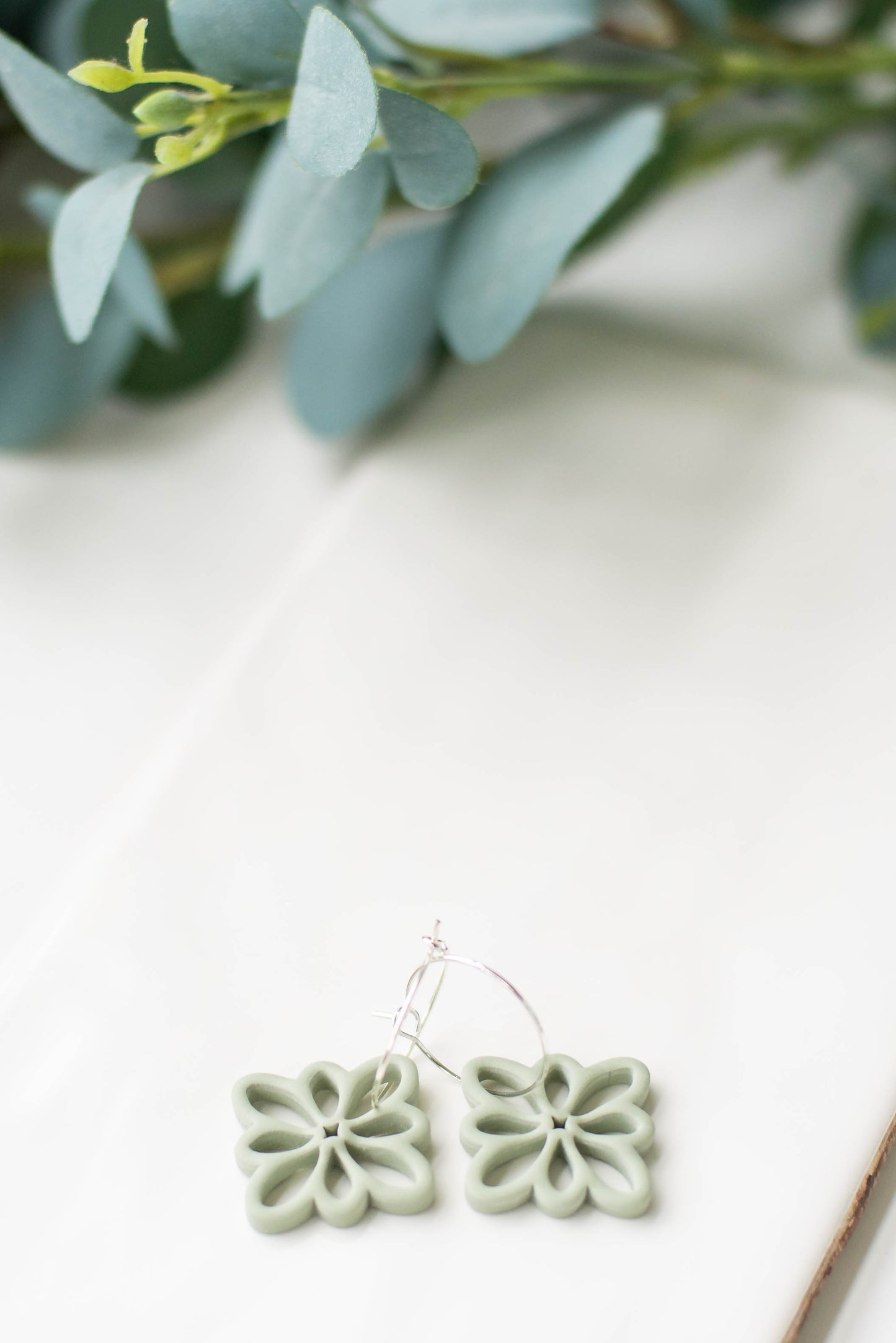 Neutral Floral Hoop Earrings