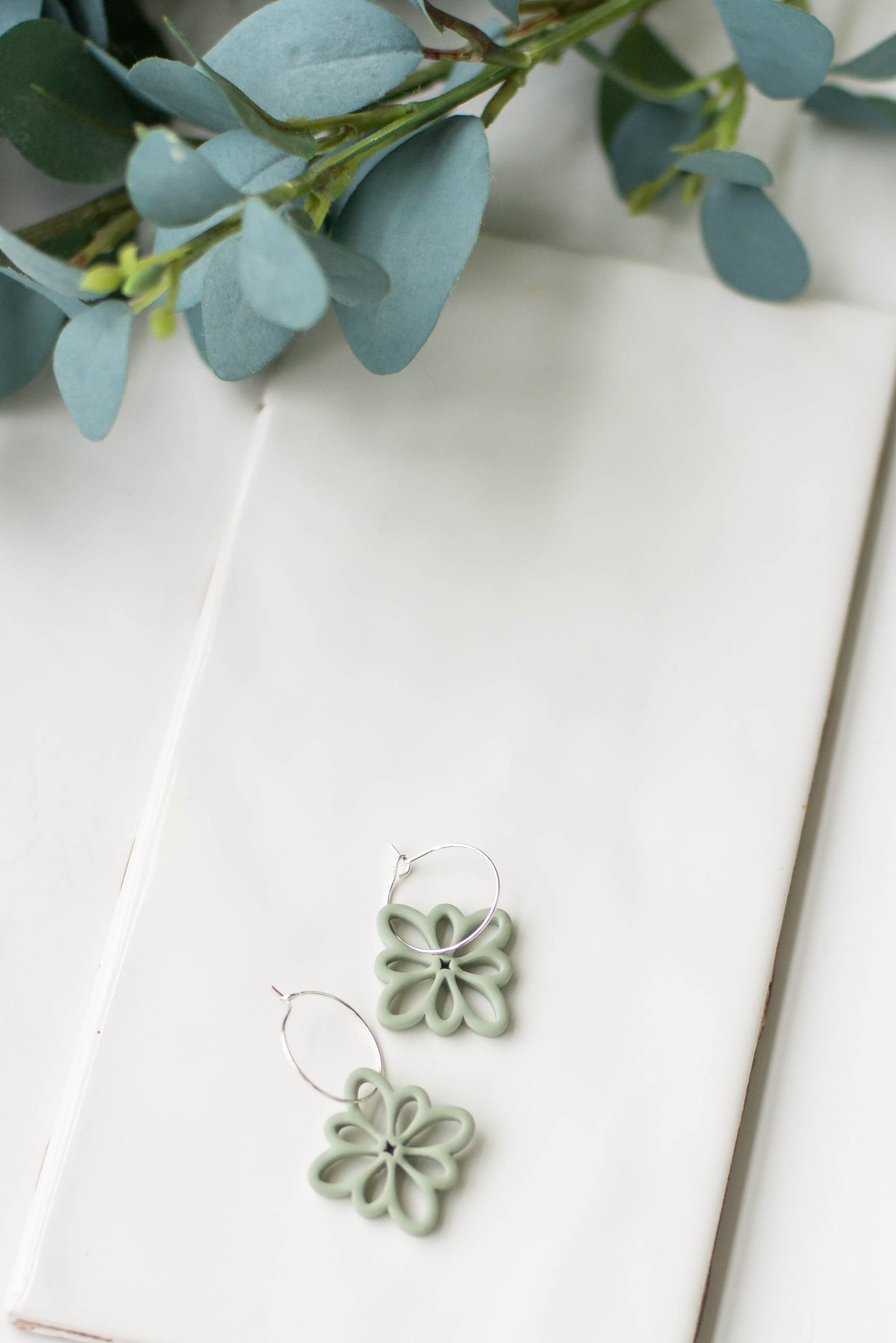 Neutral Floral Hoop Earrings