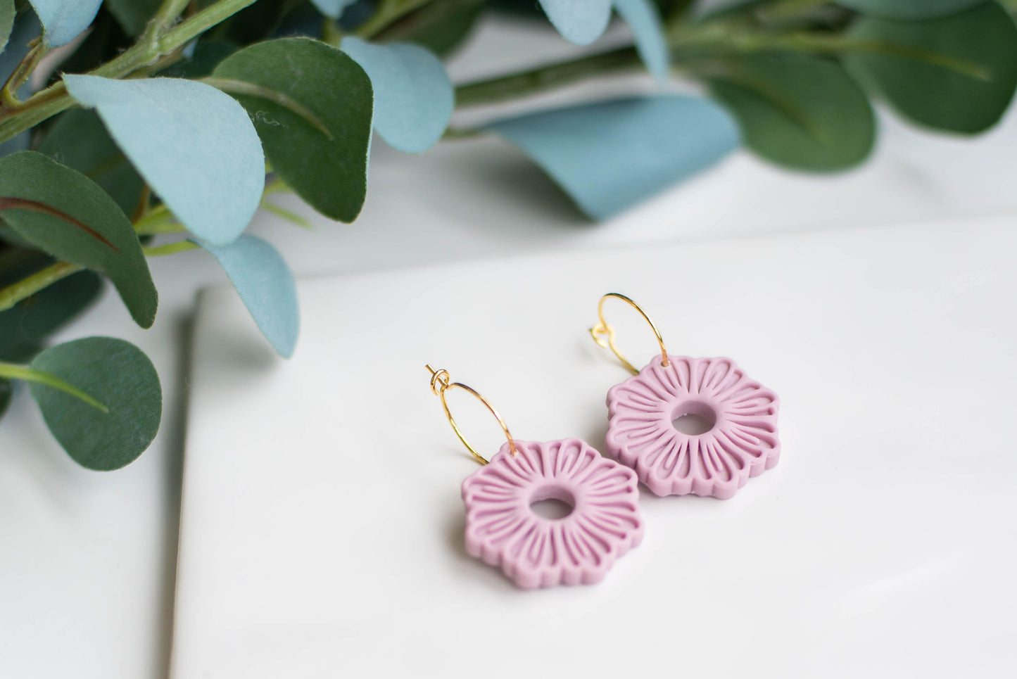 Lightweight Daisy Clay Earrings