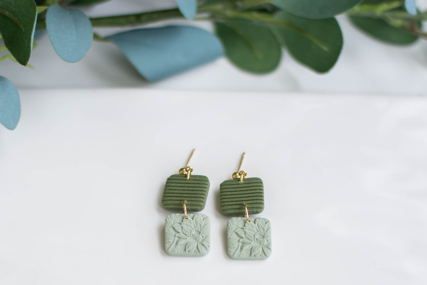 Duo Square Clay Dangles