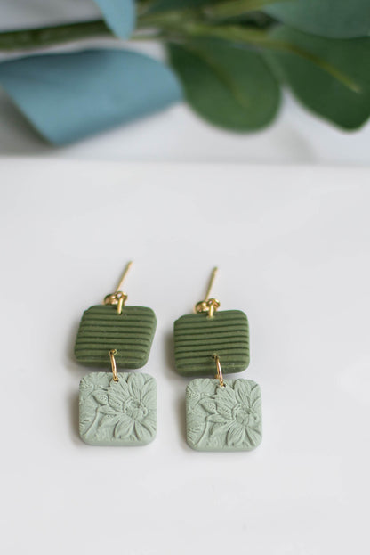 Duo Square Clay Dangles