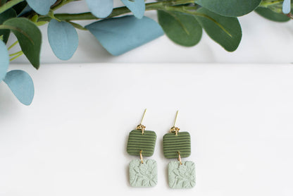 Duo Square Clay Dangles