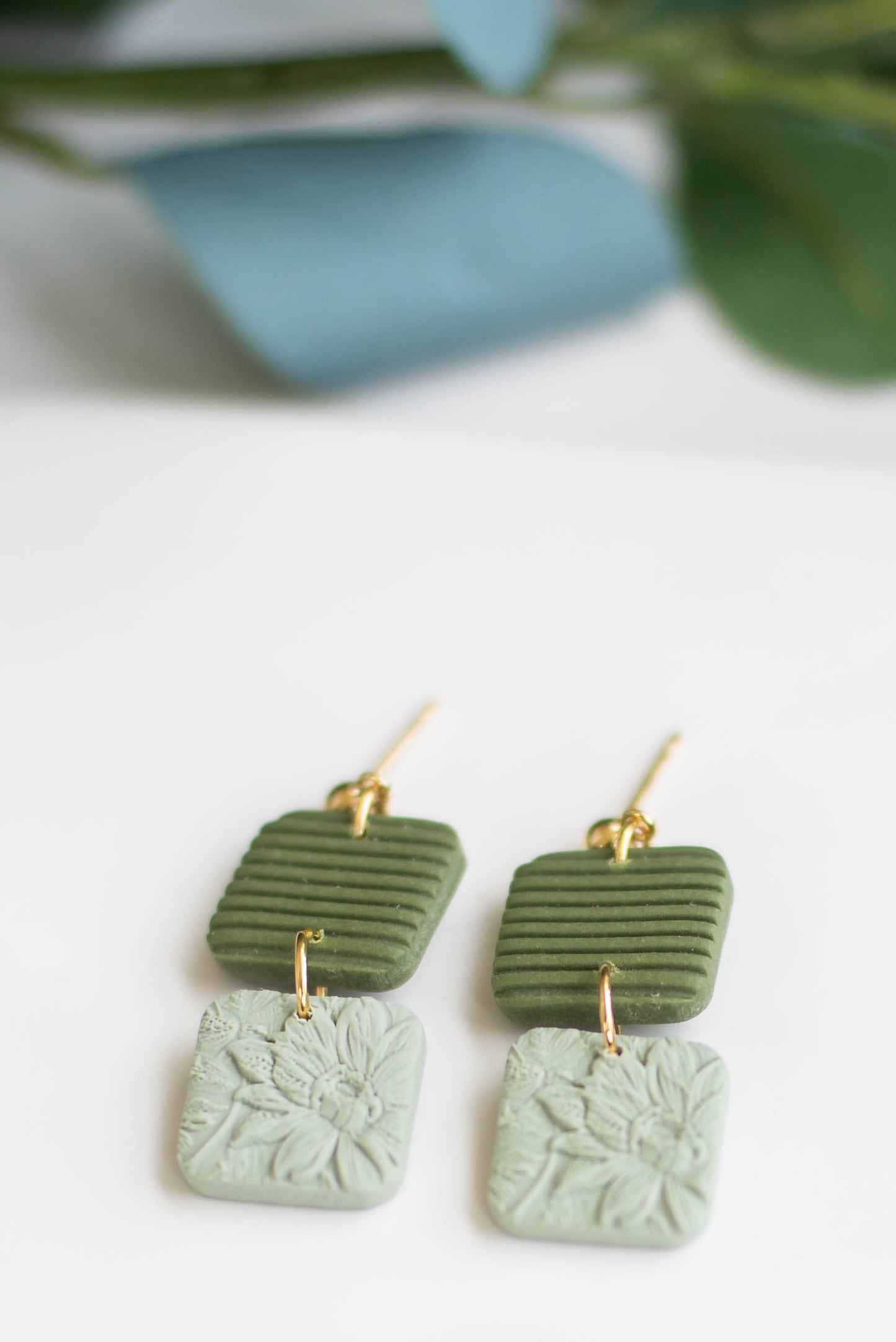 Duo Square Clay Dangles