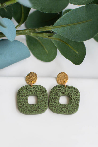 Olive Textured Clay Earrings