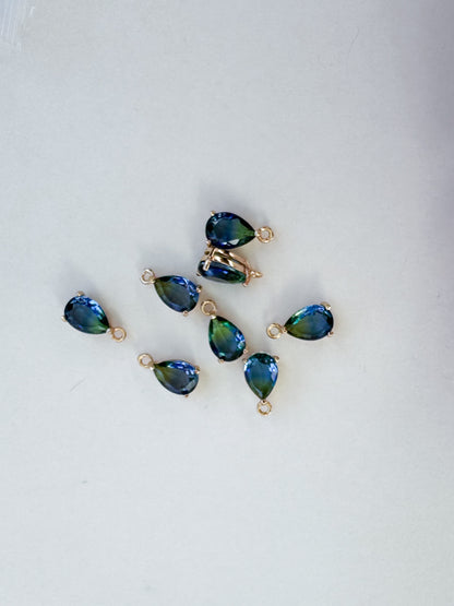 Blue Green Ombre Crystal Charm- 8 PCS
