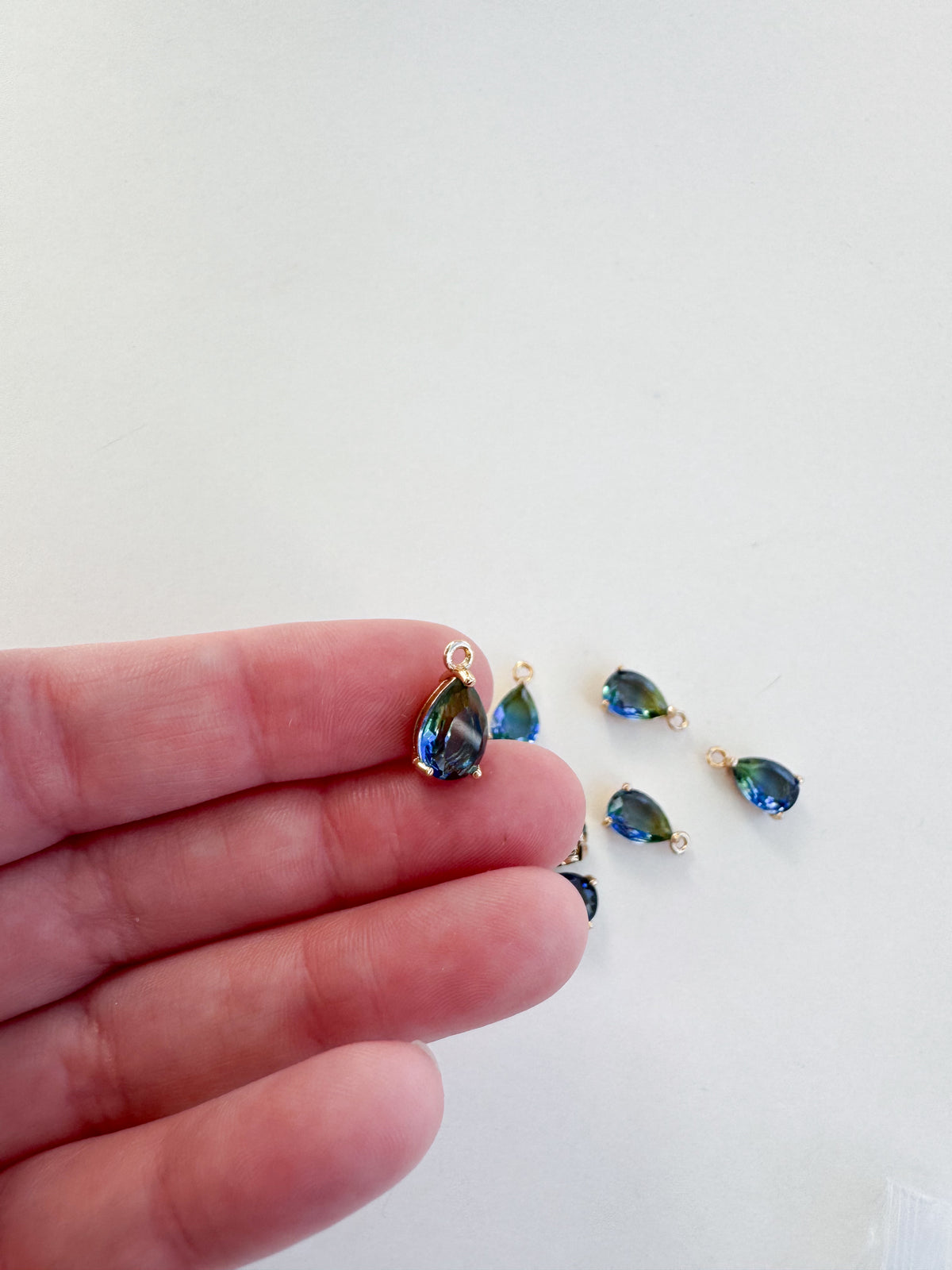 Blue Green Ombre Crystal Charm- 8 PCS