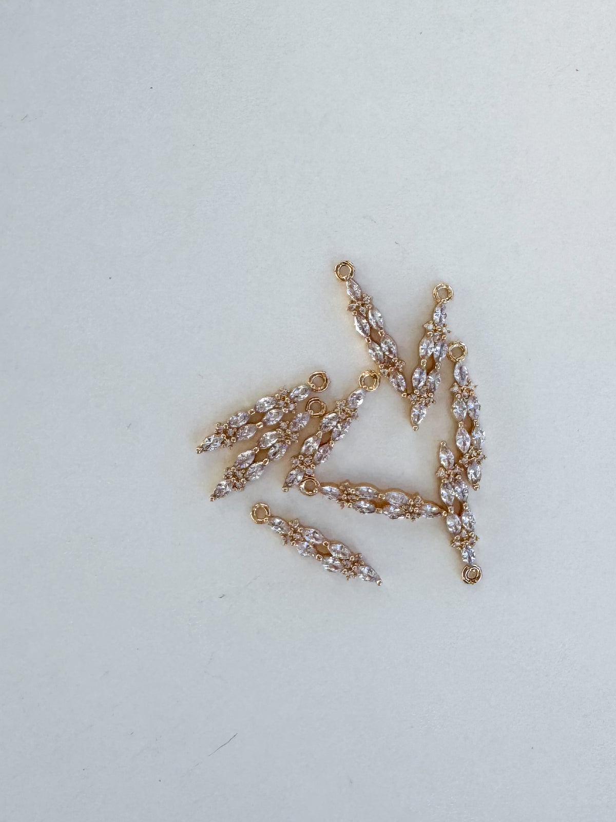 Gold Cubic Zirconia Charms- 9 Pcs.