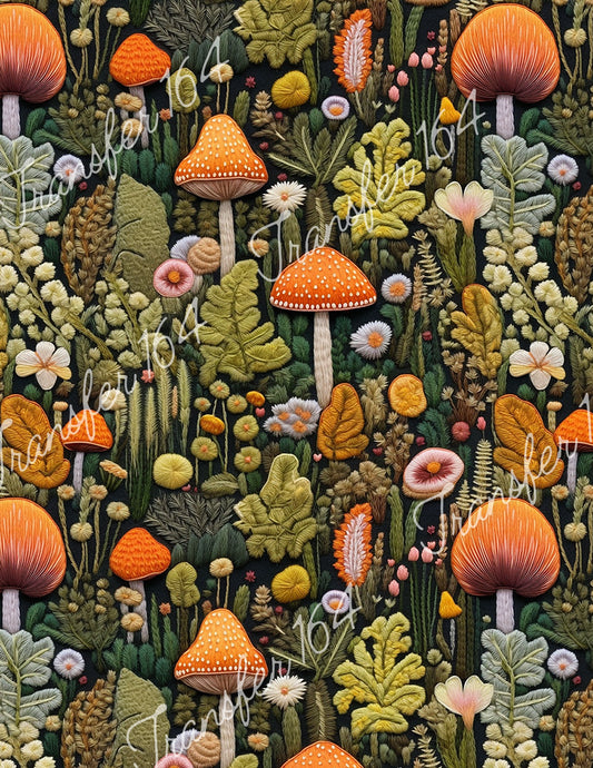 TP164 Embroidered Mushroom Image Transfer