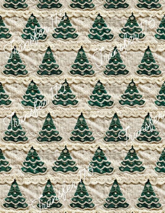 TP175- Lace Christmas Tree Image Transfer for Clay