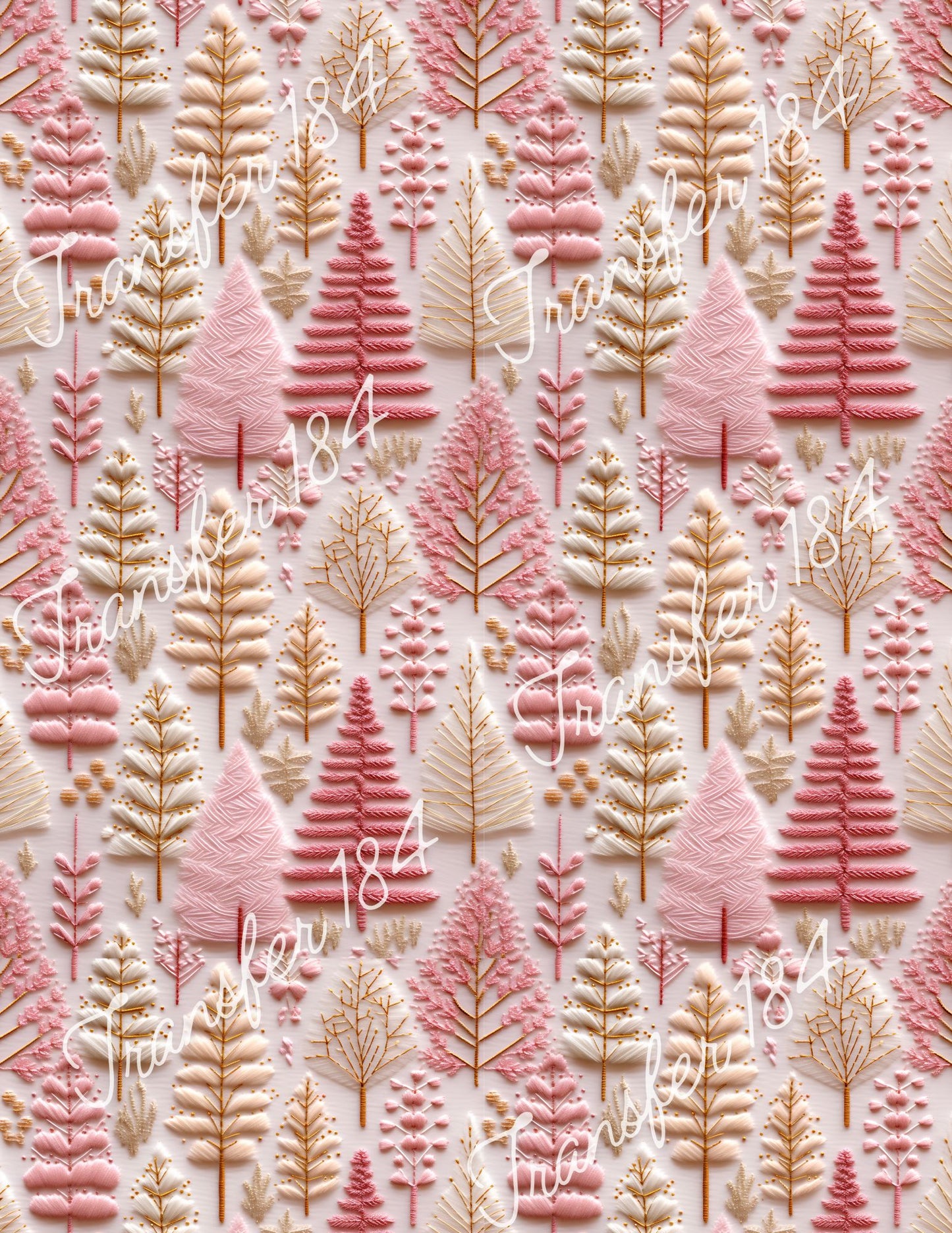 TP184- Pink Christmas Trees Image Transfer