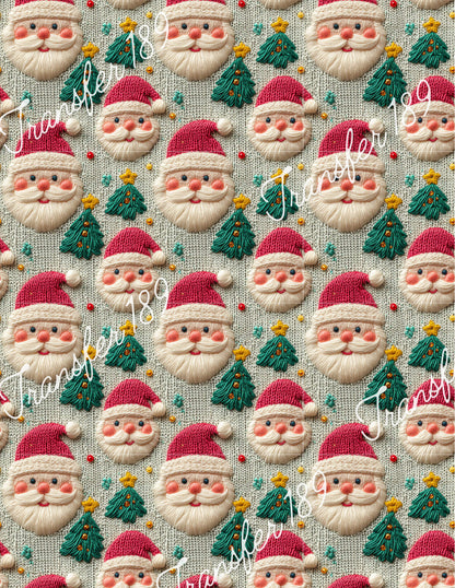 TP189 "Knit" Santa Transfer Paper Polymer Clay