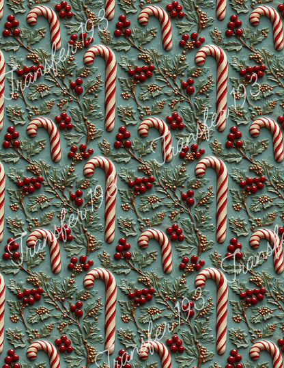 TP193 Candy Cane Transfer Paper for Polymer Clay