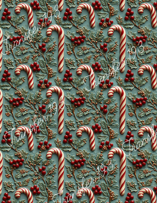 TP193 Candy Cane Transfer Paper for Polymer Clay