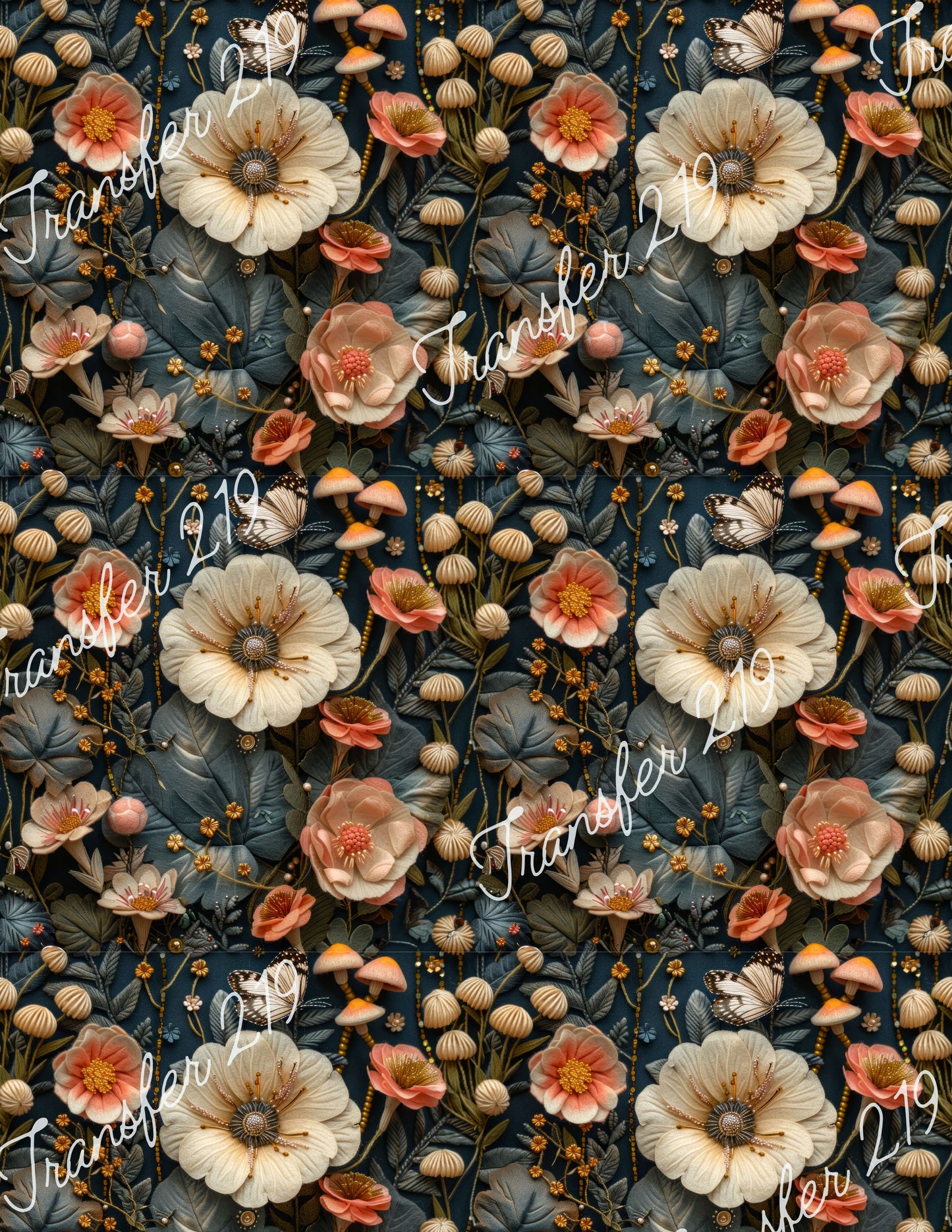 TP219 Blue Floral Image Transfer