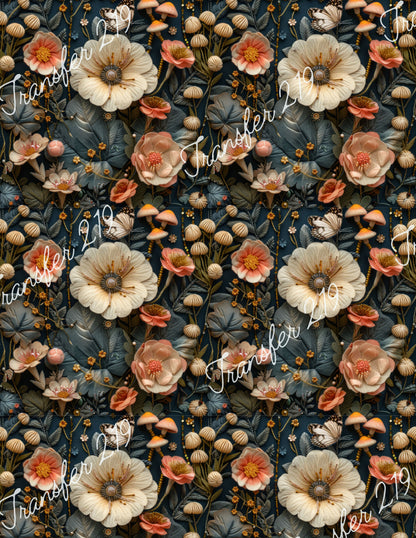 TP219 Blue Floral Image Transfer