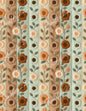 TP222 Blue and Brown Floral Striped Transfer