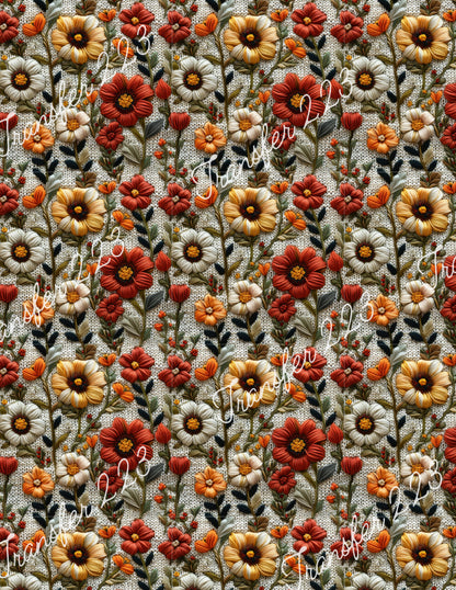 TP223 Reds and Yellows Floral Image Transfer