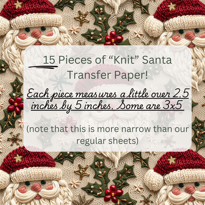 EARLY DOORBUSTER- 15 PIECE Embroidered Look Santa Transfer Paper