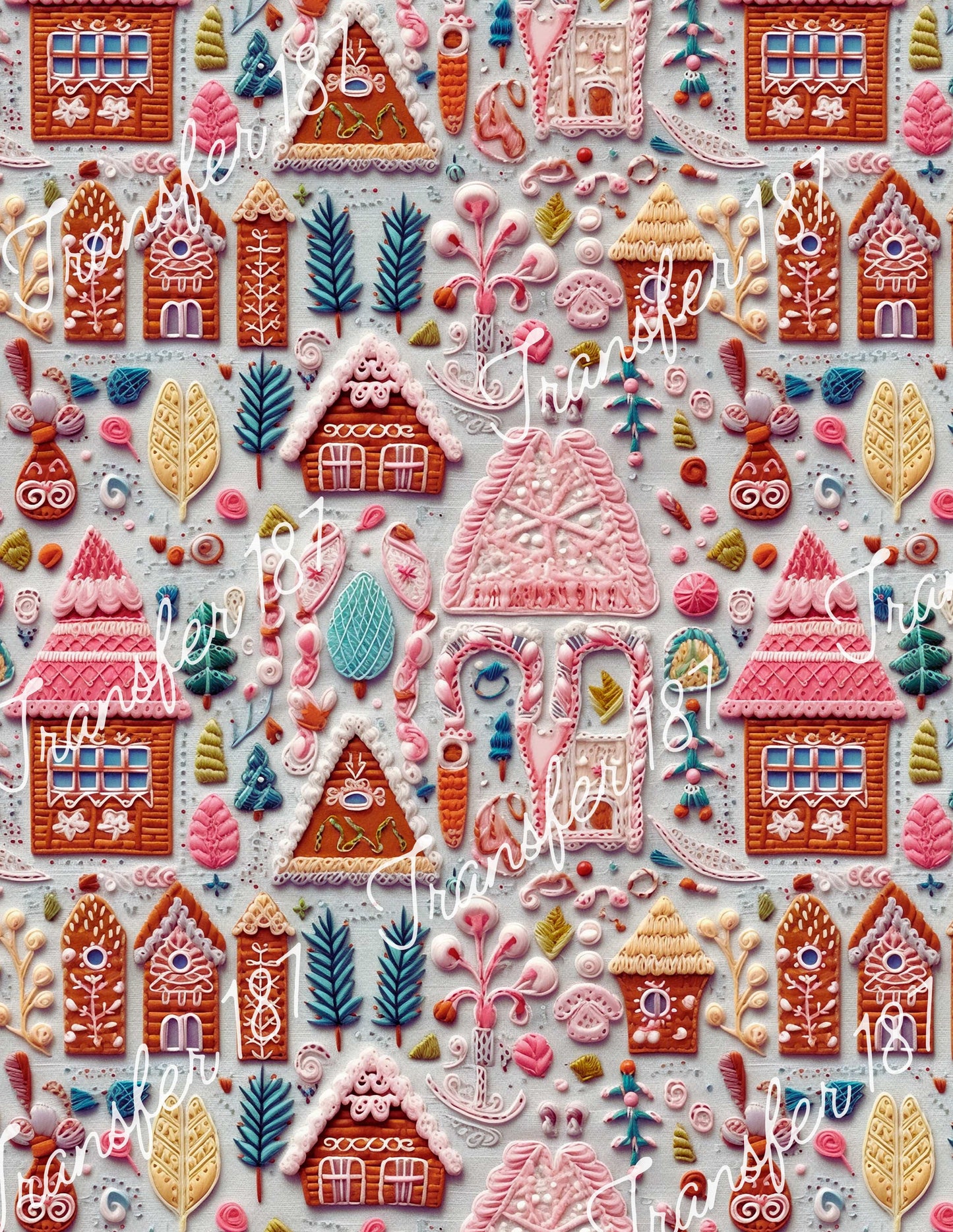 TP187 | Pink Christmas Gingerbread House Transfer