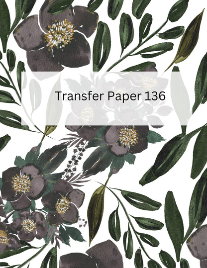 TP136 | Black Floral Transfer Paper for Clay