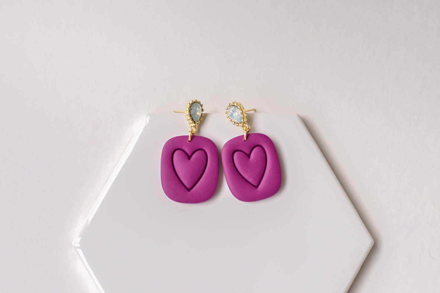 Fuchsia Valentine Heart Earrings