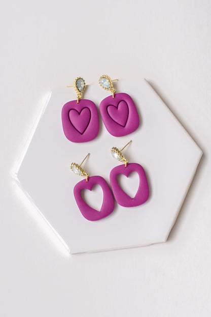 Fuchsia Valentine Heart Earrings