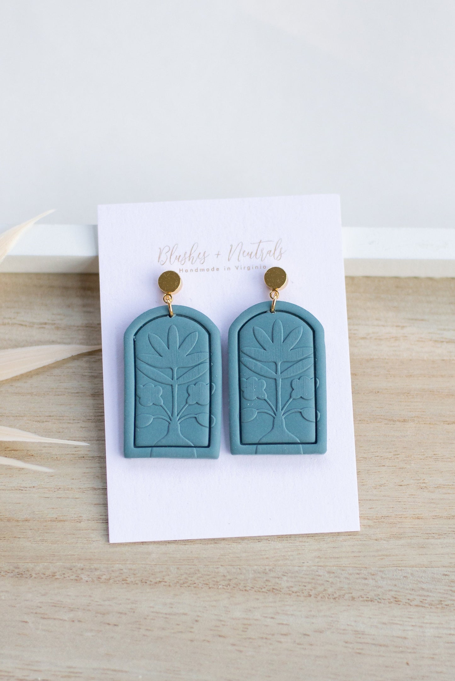 Deep Sage Embossed Dangles