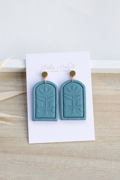 Deep Sage Embossed Dangles