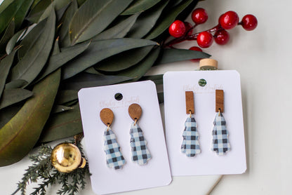 Buffalo Check Christmas Tree Earrings