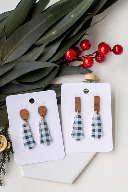 Buffalo Check Christmas Tree Earrings